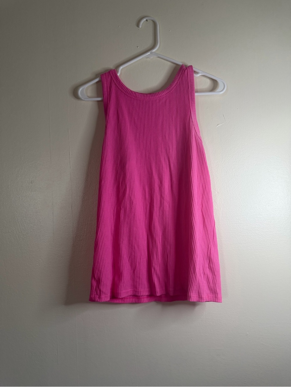 Ribbed Scoop Neck Tank Top - Bright Pink